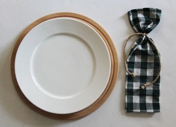 Nefti Yeşil Kareli Çatal Bıçak Kesesi