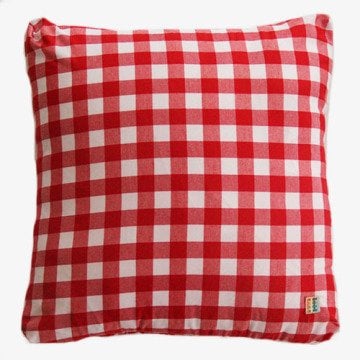 Kırmızı Kareli Kırlent Kılıfı