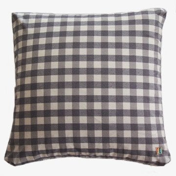 Gri Kareli Kırlent Kılıfı