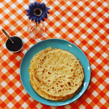 Turuncu Kareli Masa Örtüsü