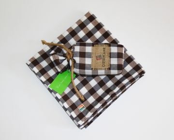 Kahve Kareli Masa Örtüsü