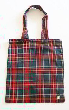 Yeşil-Kırmızı Ekoseli Kumaş Çanta