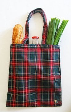 Yeşil-Kırmızı Ekoseli Kumaş Çanta