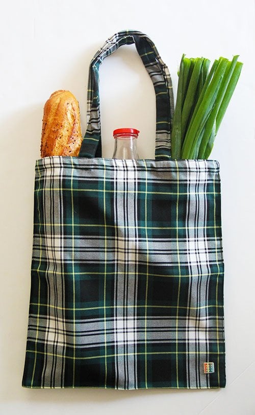 Yeşil Ekoseli Kumaş Çanta