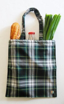 Yeşil Ekoseli Kumaş Çanta