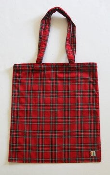 Kırmızı Küçük Ekoseli Kumaş Çanta