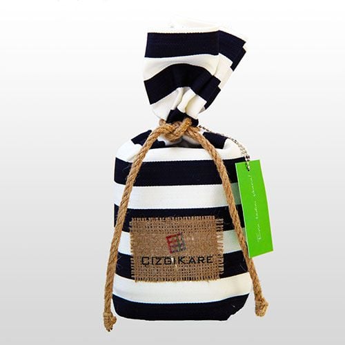 Lacivert Çizgili Yuvarlak Masa Örtüsü (%100 Pamuklu)