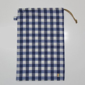 Pastel Mavi Kareli Ekmek Kesesi