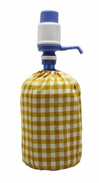 Hardal Sarısı Kareli Damacana Kılıfı