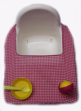 Pembe Pötikareli Mama Sandalyesi Örtüsü