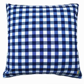 Lacivert Kareli Kırlent Kılıfı