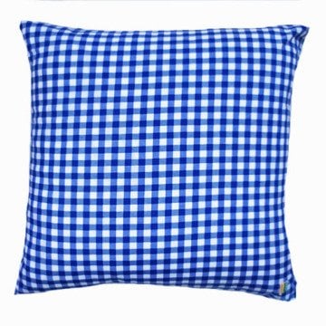 Mavi Orta Boy Kareli Kırlent Kılıfı