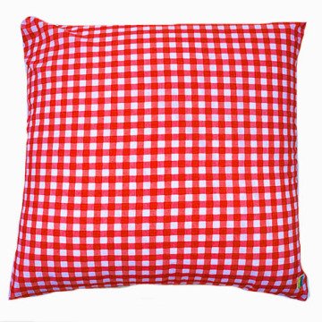 Kırmızı Orta Boy Kareli Kırlent Kılıfı