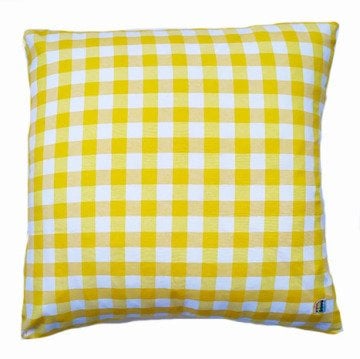 Sarı Kareli Kırlent Kılıfı