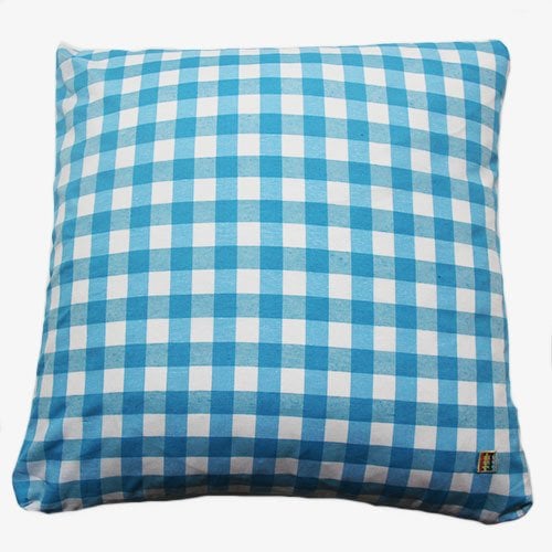 Turkuaz Kareli Kırlent Kılıfı