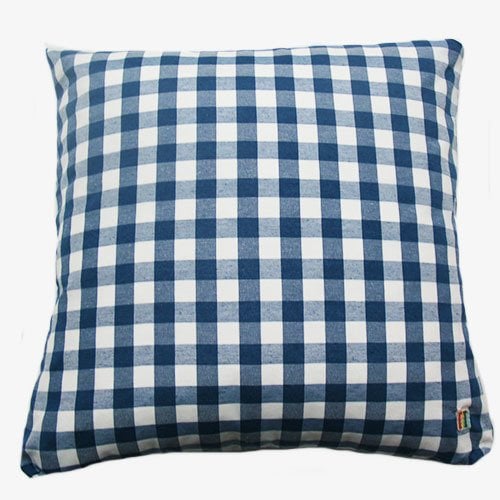 Pastel Mavi Kareli Kırlent Kılıfı