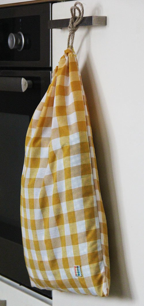 Hardal Sarısı Kareli Ekmek Kesesi