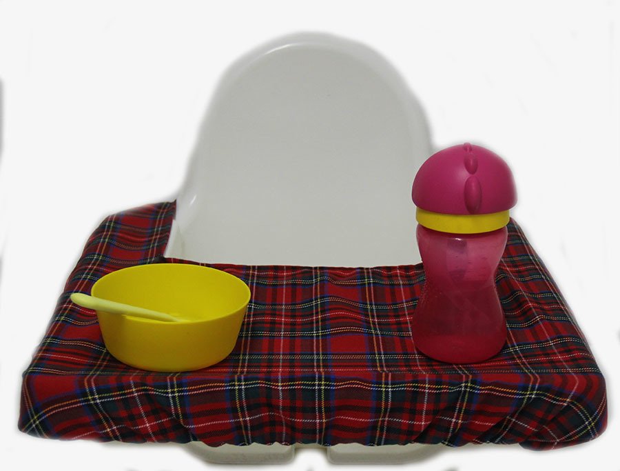 Kırmızı Ekoseli Mama Sandalyesi Örtüsü