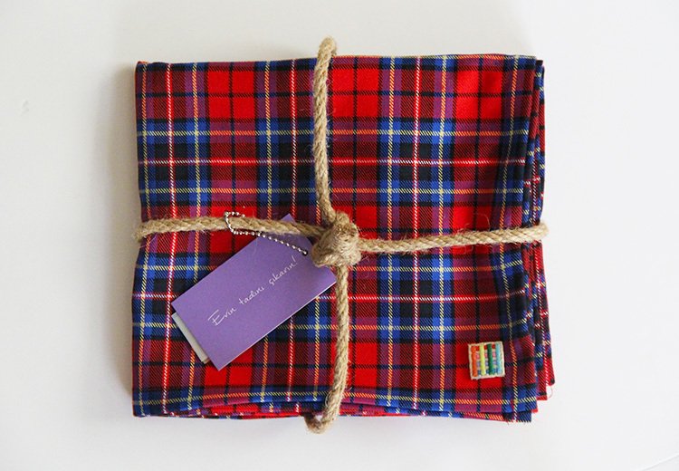 Kırmızı-Mavi Ekoseli Runner (Servis Örtüsü)