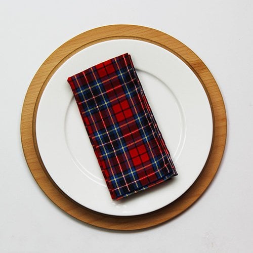 Kırmızı-Mavi Ekoseli Kumaş Peçete