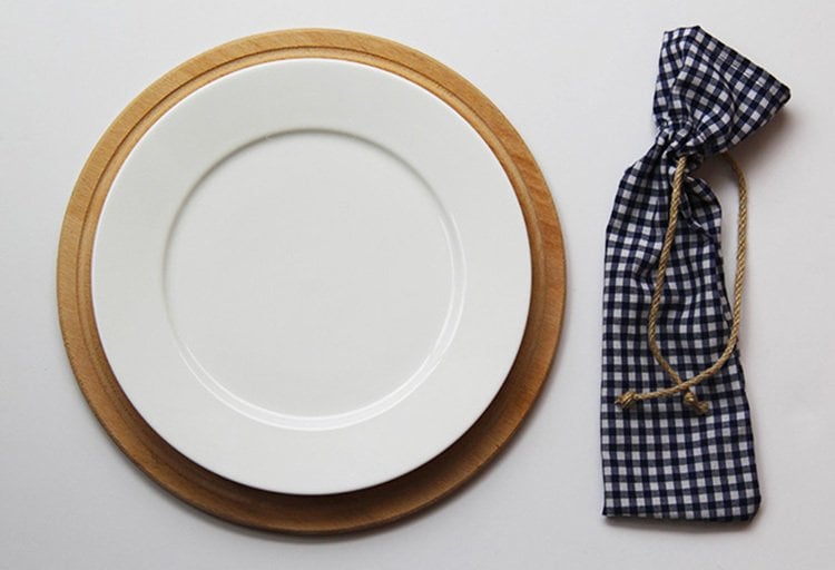 Lacivert Pötikareli Çatal Bıçak Kesesi