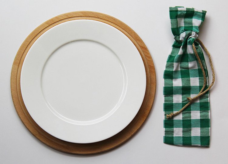 Yeşil Kareli Çatal Bıçak Kesesi