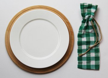 Yeşil Kareli Çatal Bıçak Kesesi