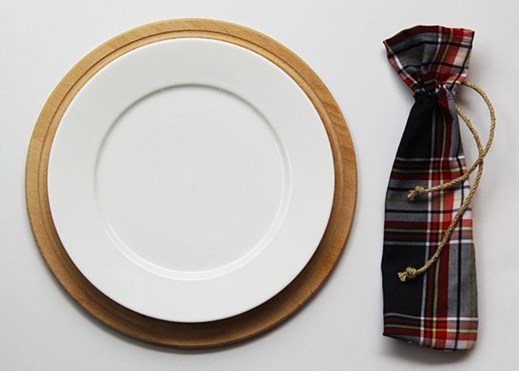 Lacivert Ekoseli Çatal Bıçak Kesesi