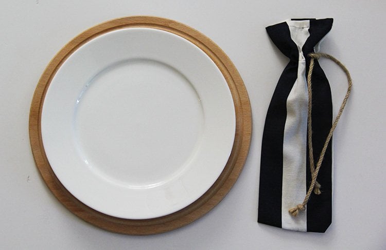 Lacivert Çizgili Çatal Bıçak Kesesi