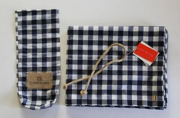 Lacivert Kareli Masa Örtüsü