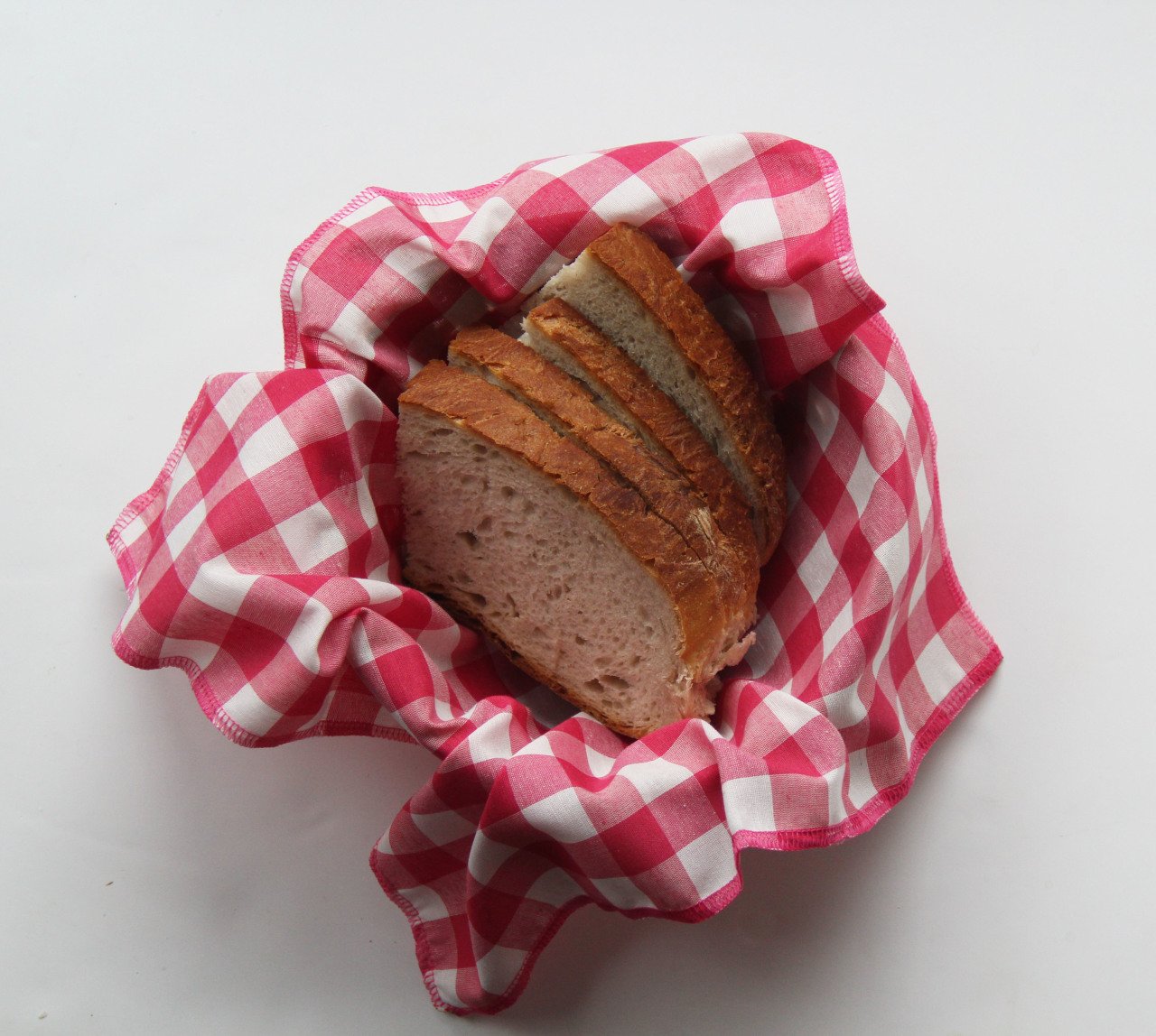 Pembe Kareli Ekmek Sepeti Peçetesi