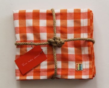 Turuncu Kareli Runner (Servis Örtüsü)