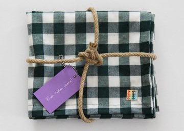 Nefti Yeşil Kareli Runner (Servis Örtüsü)