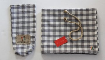 Gri Kareli Masa Örtüsü