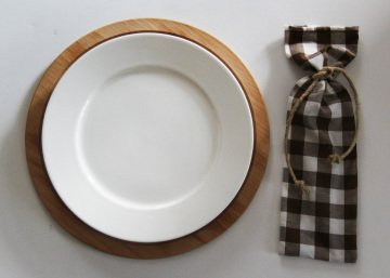 Kahve Kareli Çatal Bıçak Kesesi