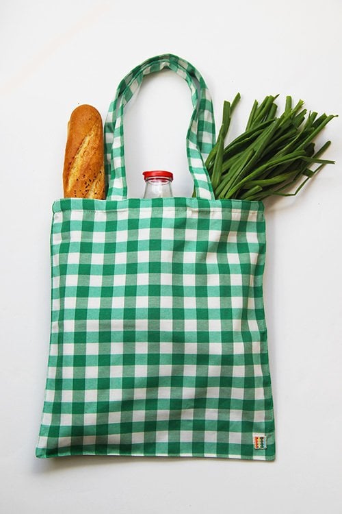 Yeşil Kareli Kumaş Çanta