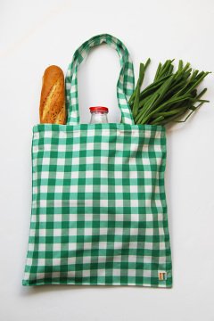 Yeşil Kareli Kumaş Çanta