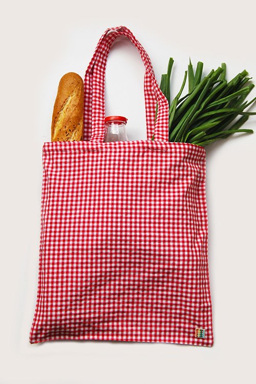 Kırmızı Pötikareli Kumaş Çanta