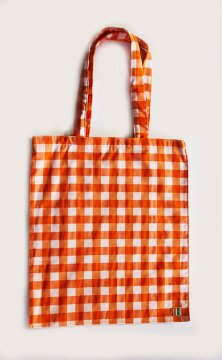 Turuncu Kareli Kumaş Çanta