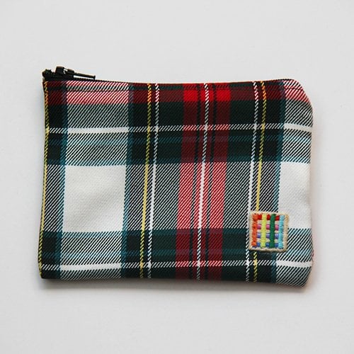 Beyaz Yeşil Ekoseli Bozuk Para Cüzdanı