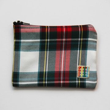 Beyaz Yeşil Ekoseli Bozuk Para Cüzdanı