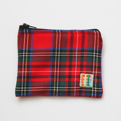 Kırmızı Ekoseli Bozuk Para Cüzdanı