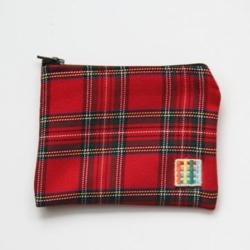 Kırmızı Küçük Ekoseli Bozuk Para Cüzdanı