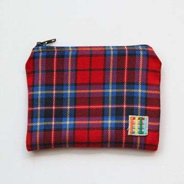 Kırmızı-Mavi Ekoseli Bozuk Para Cüzdanı