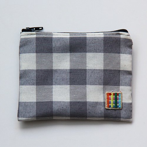 Gri Kareli Bozuk Para Cüzdanı