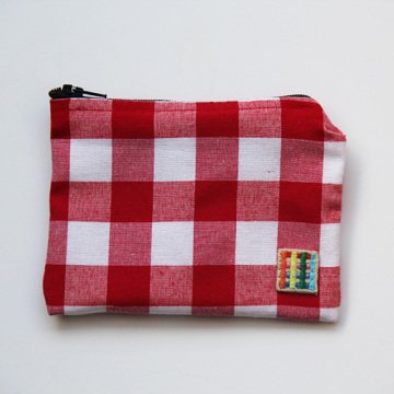 Kırmızı Kareli Bozuk Para Cüzdanı
