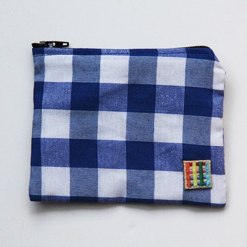 Mavi Kareli Bozuk Para Cüzdanı