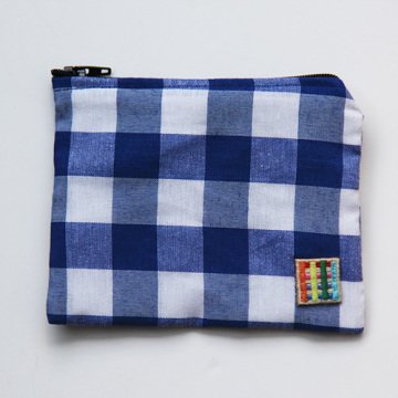 Mavi Kareli Bozuk Para Cüzdanı