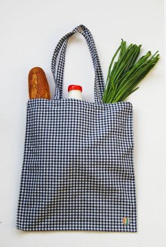 Lacivert Pötikareli Kumaş Çanta