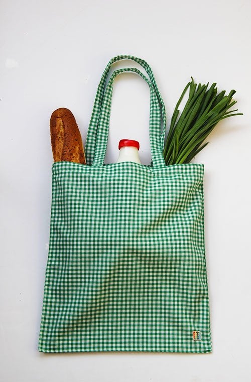 Yeşil Pötikareli Kumaş Çanta